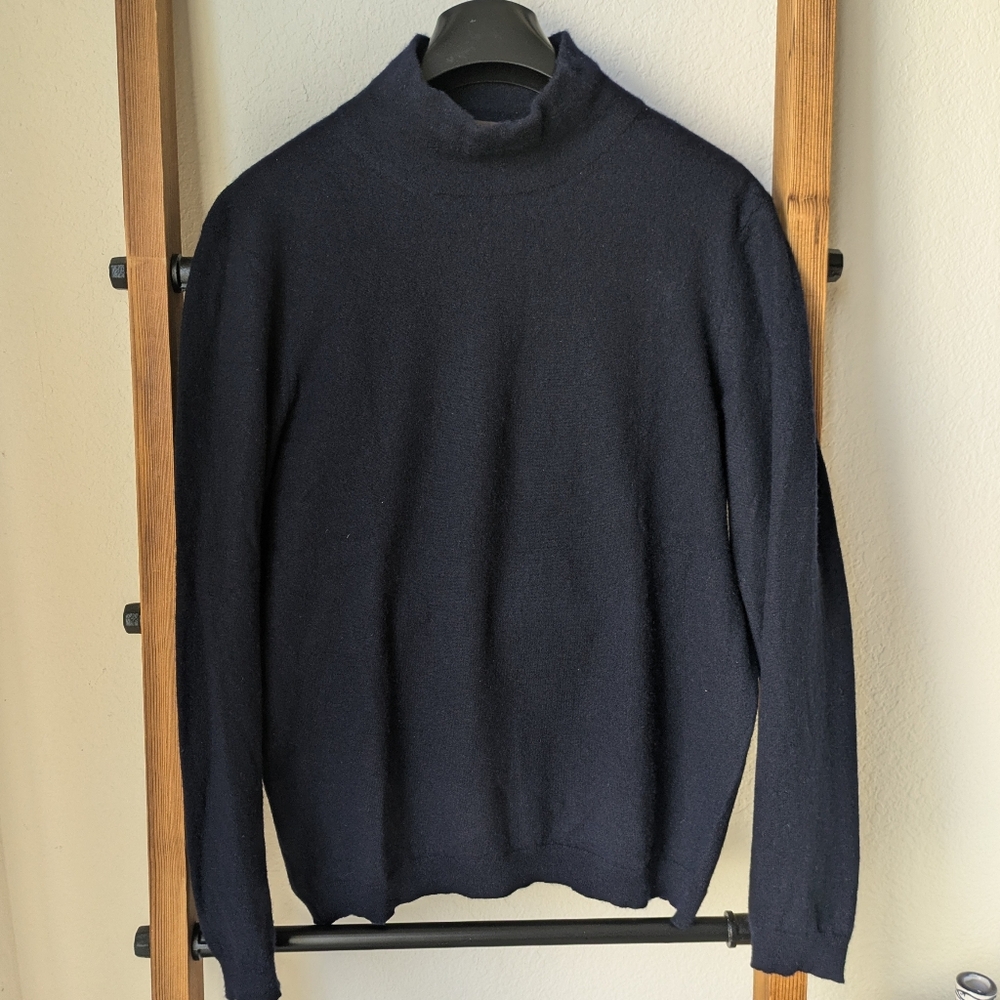 Stile Latino Men's Dark Navy 100% Cashmere Turtleneck Sweater - Size 50 ITL